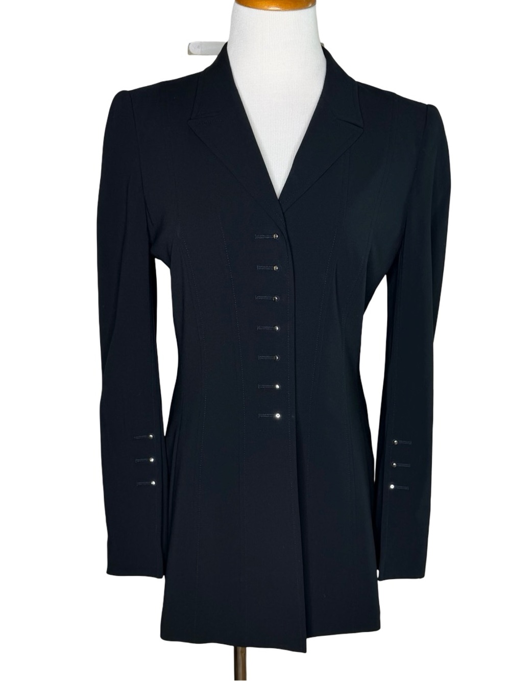 Escada Vintage Blazer Size EU 38 Black Virgin Wool Military Steam Punk Neutral
